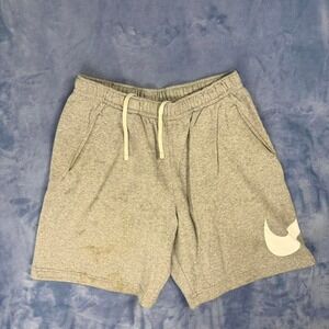 Nike grey shorts with white swoosh. Size L